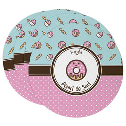 Donuts Round Paper Coasters w/ Name or Text
