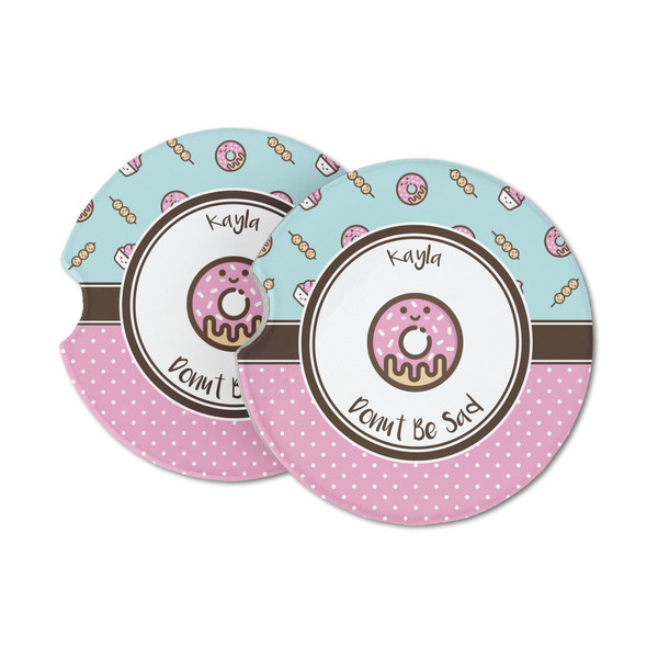 Custom Donuts Sandstone Car Coasters - Set of 2 (Personalized)