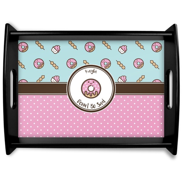 Custom Donuts Black Wooden Tray - Large (Personalized)