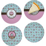 Donuts Set of 4 Glass Appetizer / Dessert Plate 8" (Personalized)