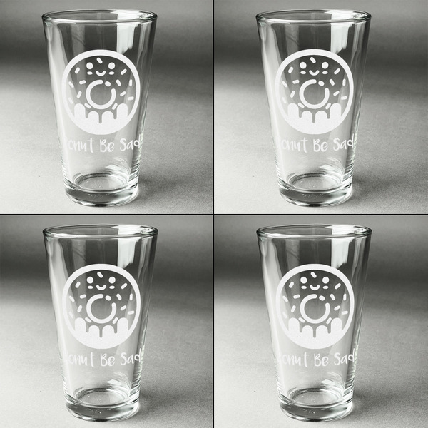 Donuts Set of Four Engraved Beer Glasses - Individual View