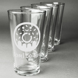 Donuts Pint Glasses - Engraved (Set of 4) (Personalized)