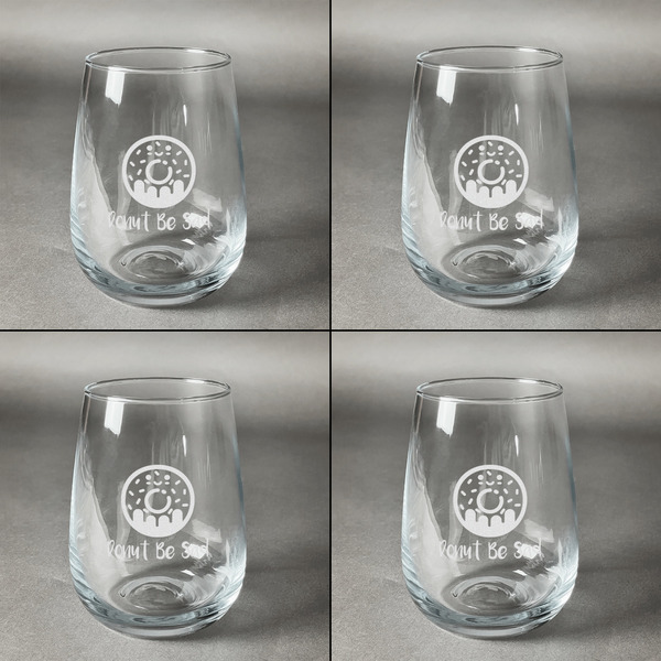 Donuts Set of Four Personalized Stemless Wineglasses (Approval)