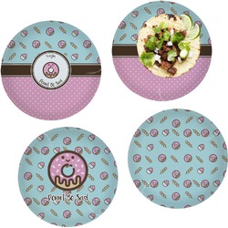 Donuts Set of 4 Glass Lunch / Dinner Plate 10" (Personalized)