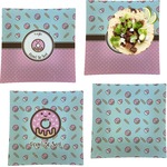 Donuts Set of 4 Glass Square Lunch / Dinner Plate 9.5" (Personalized)