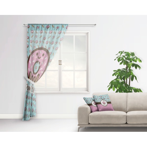 Donuts Sheer Curtain With Window and Rod - in Room Matching Pillow