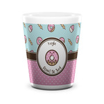 Donuts Ceramic Shot Glass - 1.5 oz - White - Set of 4 (Personalized)