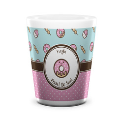 Donuts Ceramic Shot Glass - 1.5 oz - White - Set of 4 (Personalized)