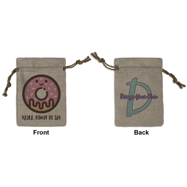 Custom Donuts Small Burlap Gift Bag - Front & Back (Personalized)