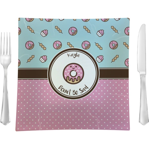 Custom Donuts Glass Square Lunch / Dinner Plate 9.5" (Personalized)