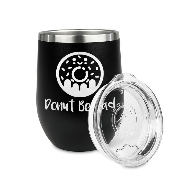 Donuts Stainless Wine Tumblers - Black - Double Sided - Alt View