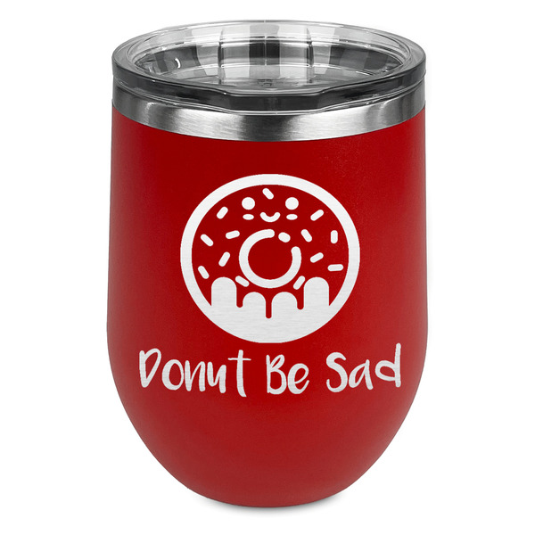 Custom Donuts Stemless Stainless Steel Wine Tumbler - Red - Single Sided (Personalized)