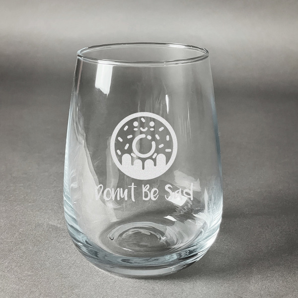 Custom Donuts Stemless Wine Glass (Single) (Personalized)