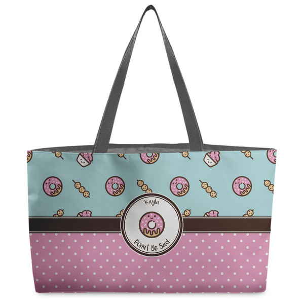 Custom Donuts Beach Totes Bag - w/ Black Handles (Personalized)