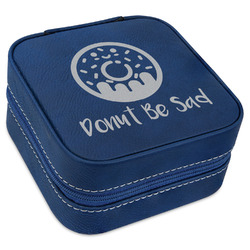 Donuts Travel Jewelry Box - Navy Blue Leather (Personalized)