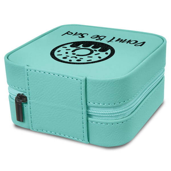 Donuts Travel Jewelry Boxes - Leather - Teal - View from Rear