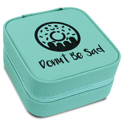 Donuts Travel Jewelry Box - Teal Leather (Personalized)