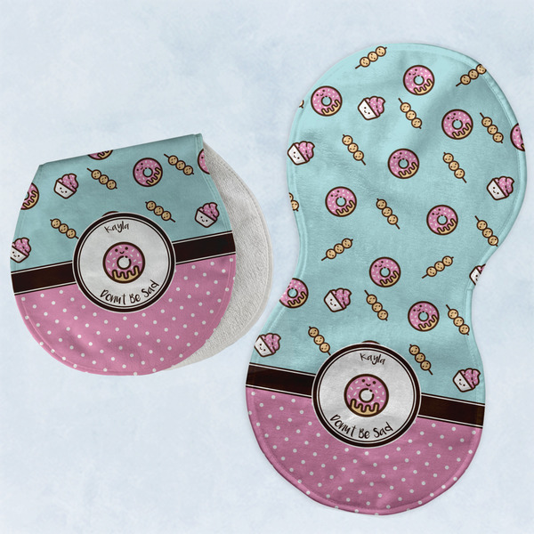 Custom Donuts Burp Pads - Velour - Set of 2 w/ Name or Text