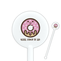 Donuts 5.5" Round Plastic Stir Sticks - White - Double Sided (Personalized)