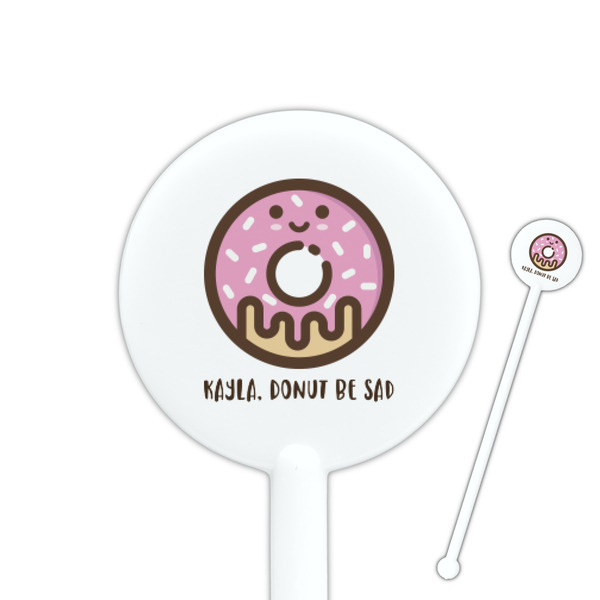 Custom Donuts 5.5" Round Plastic Stir Sticks - White - Single Sided (Personalized)