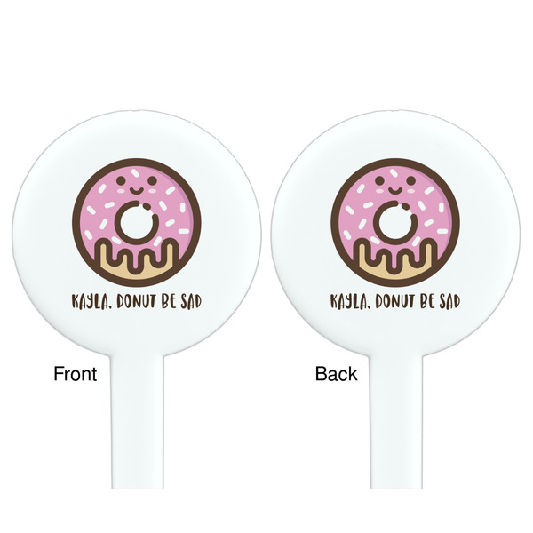 Donuts White Plastic 7" Stir Stick - Double Sided - Round - Front & Back
