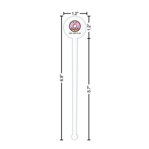 Donuts White Plastic 7" Stir Stick - Round - Dimensions