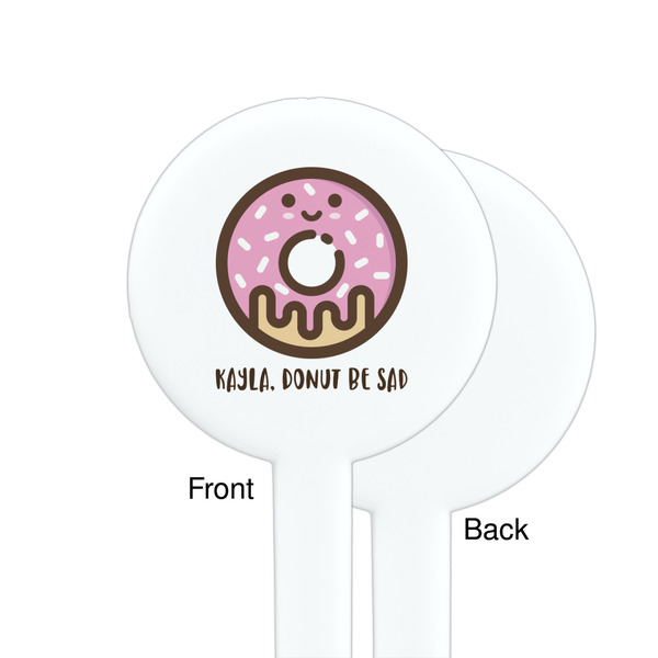 Donuts White Plastic 7" Stir Stick - Single Sided - Round - Front & Back