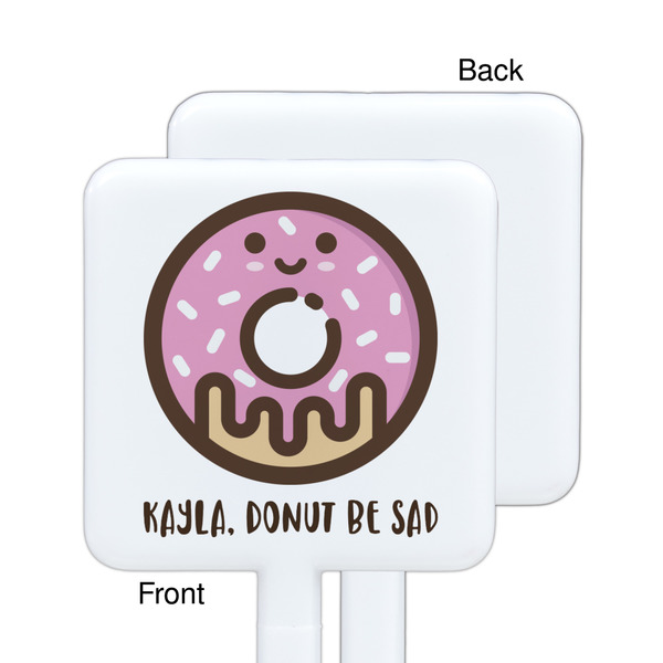 Donuts White Plastic Stir Stick - Single Sided - Square - Approval