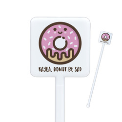 Donuts Square Plastic Stir Sticks - Single Sided (Personalized)