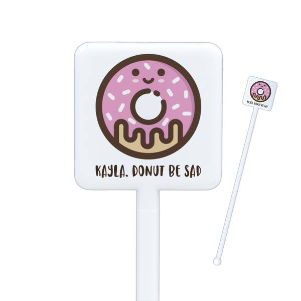 Custom Donuts Square Plastic Stir Sticks - Double Sided (Personalized)