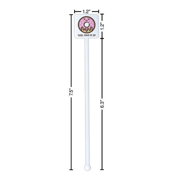Donuts White Plastic Stir Stick - Square - Dimensions