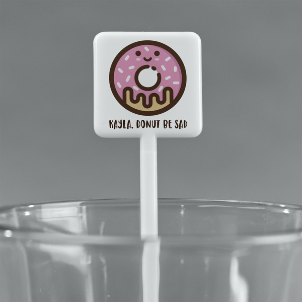 Donuts White Plastic Stir Stick - Square - Main