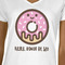 Donuts White V-Neck T-Shirt on Model - CloseUp