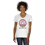 Donuts Women's V-Neck T-Shirt - White (Personalized)