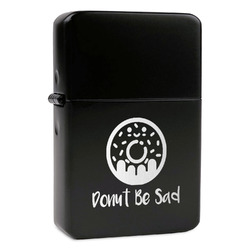 Donuts Windproof Lighter - Black - Double Sided & Lid Engraved (Personalized)