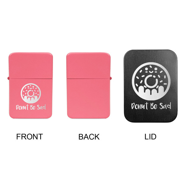 Donuts Windproof Lighters - Pink, Single Sided, w Lid - APPROVAL