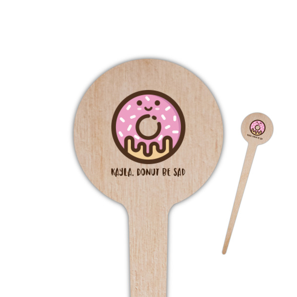Custom Donuts 4" Round Wooden Food Picks - Single Sided (Personalized)