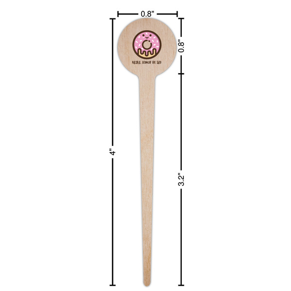 Donuts Wooden 4" Food Pick - Round - Dimensions