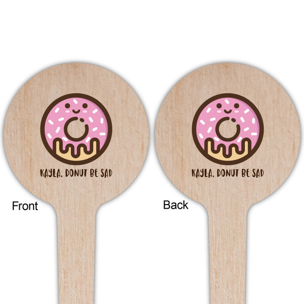 Donuts Wooden 4" Food Pick - Round - Double Sided - Front & Back
