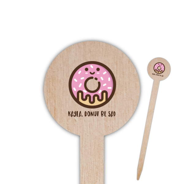 Custom Donuts 6" Round Wooden Food Picks - Single Sided (Personalized)
