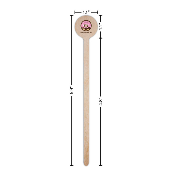 Donuts Wooden 6" Stir Stick - Round - Dimensions