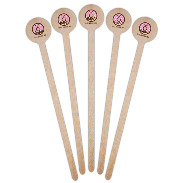 Donuts Wooden 7.5" Stir Stick - Round - Fan View
