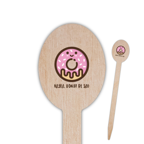 Custom Donuts Oval Wooden Food Picks - Double Sided (Personalized)