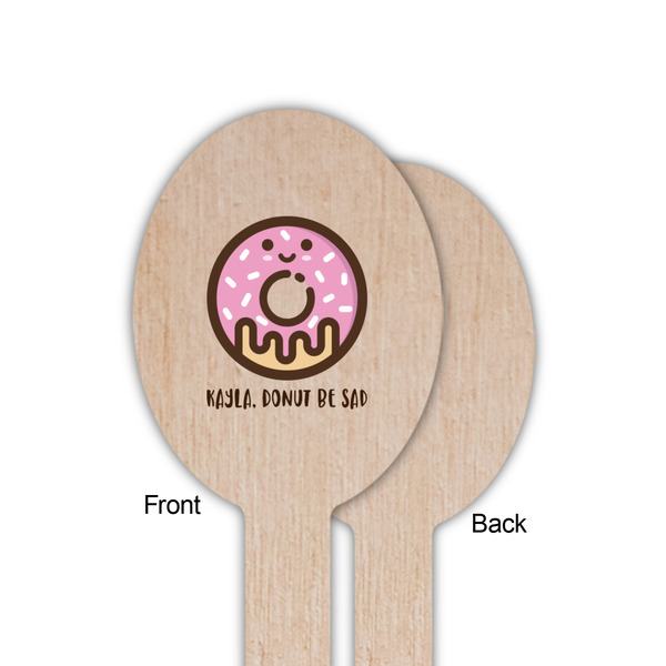 Donuts Wooden Food Pick - Oval - Single Sided - Front & Back