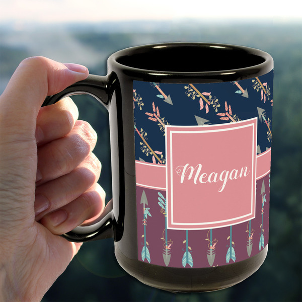 Tribal Arrows 15oz. Black Mug - LIFESTYLE