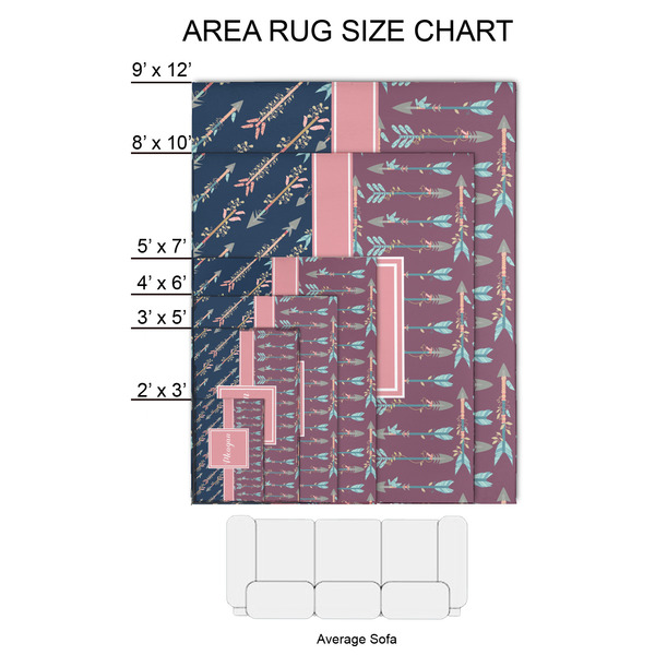 Tribal Arrows 2'x3' Indoor Area Rugs - Size Chart
