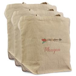 Tribal Arrows Reusable Cotton Grocery Bags - Set of 3 (Personalized)