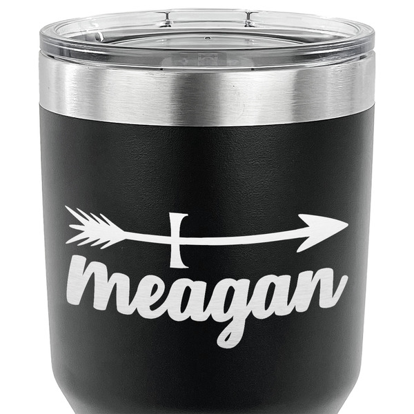 Tribal Arrows 30 oz Stainless Steel Ringneck Tumbler - Black - CLOSE UP