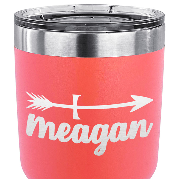 Tribal Arrows 30 oz Stainless Steel Ringneck Tumbler - Coral - CLOSE UP