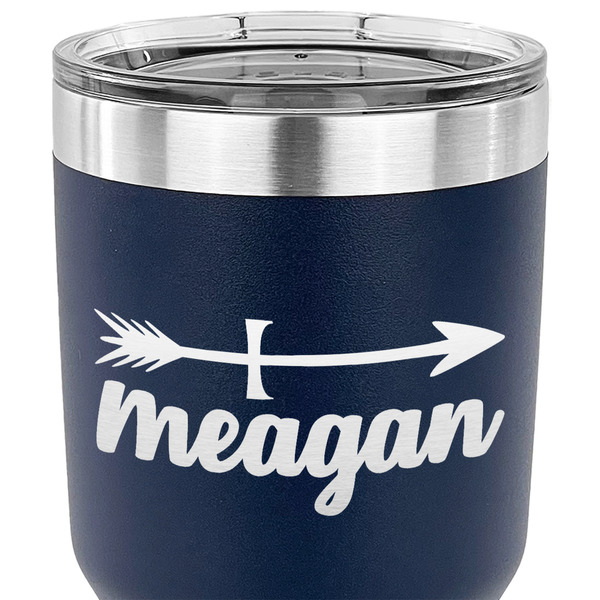 Tribal Arrows 30 oz Stainless Steel Ringneck Tumbler - Navy - CLOSE UP